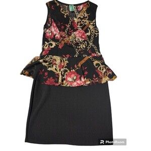 Women's Peplum Sleeveless Floral Dress Size Large